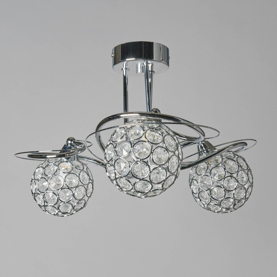 image 1 of BHS Orianna 3 Light Flush Ceiling Light, Chrome