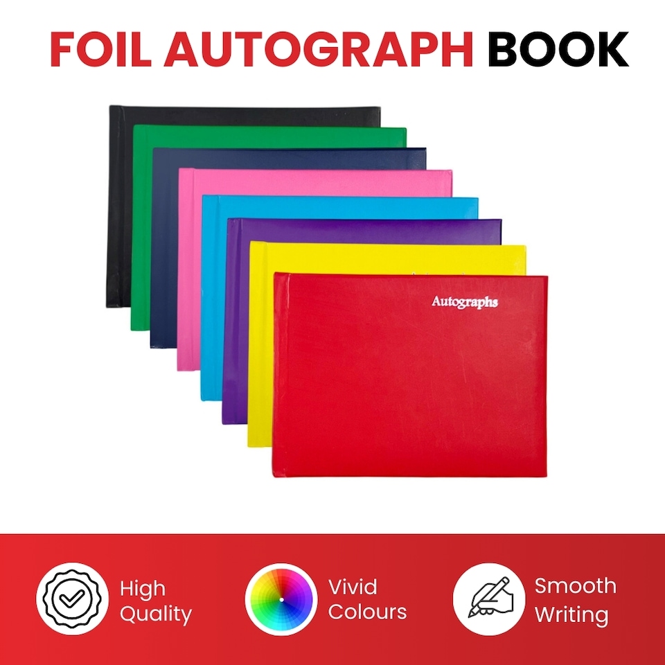 image 1 of 100 Pages Black Autograph Book - School Leavers Signature, End of Term Memory Book | Black | Black