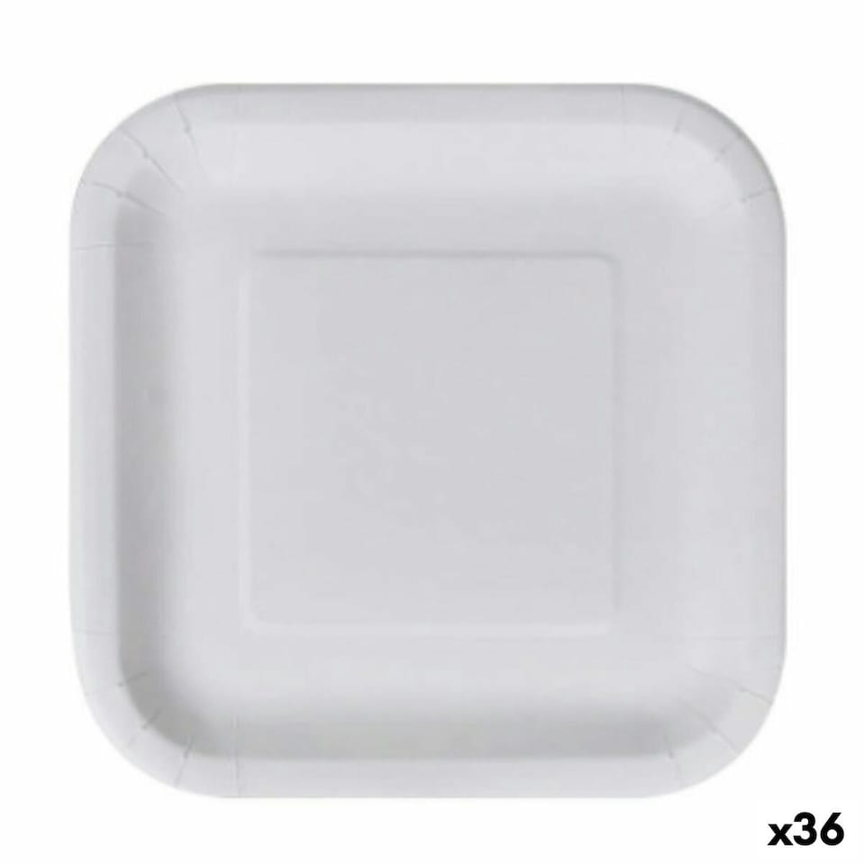 image 1 of Plate set Algon Disposable White Cardboard Squared 26 cm (36 Units) N/A