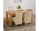 image 4 of Kuba 150 x 85cm Chunky Medium Oak Dining Table and 4 Montana Leather Chairs | Cream | Cream