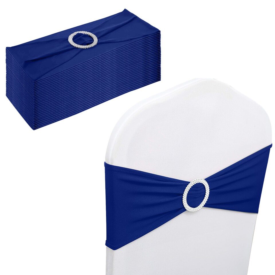 image 1 of 13"x5" Spandex Chair Bands with Slider Buckle, Elastic Chair Sash - 10pcs