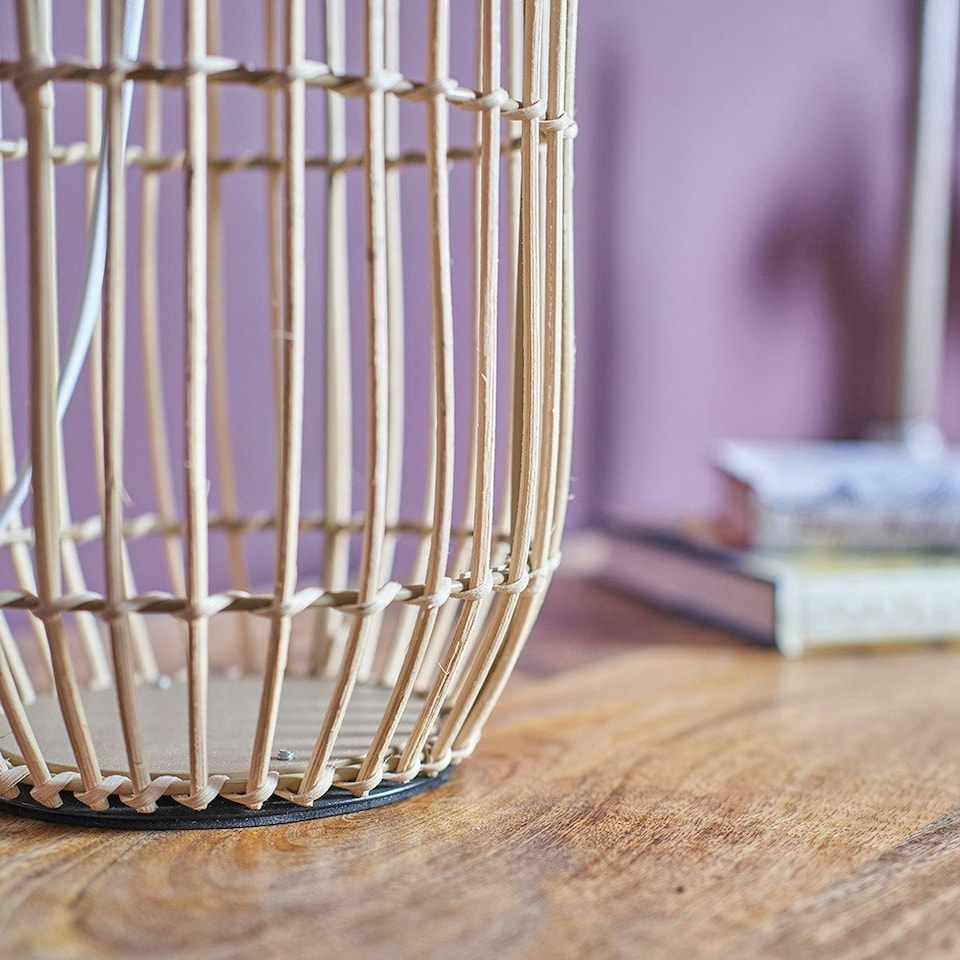 image 1 of ValueLights Natural Table Lamp Drum White Shade