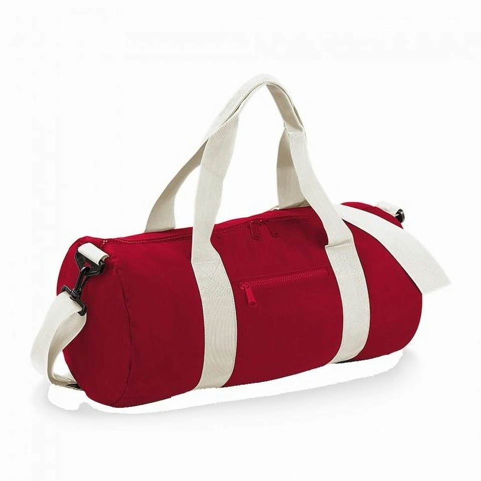 Bagbase Plain Varsity Barrel / Duffle Bag (20 Litres) - Classic Red/Off White - One Size