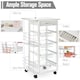 image 3 of HOMCOM Rolling Kitchen Cart, Utility Storage Cart with 4 Basket Drawers & Side Racks, Wheels for Dining Room, White