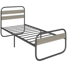 HOMCOM 3ft Metal Platform Single Bed Frame with Under Bed Storage