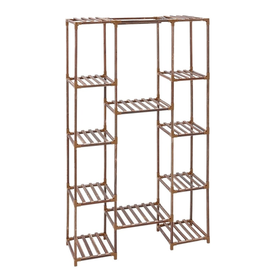 image 1 of Living and Home Multi-Tier Wooden Plant Stand and Flower Display Shelf - Brown
