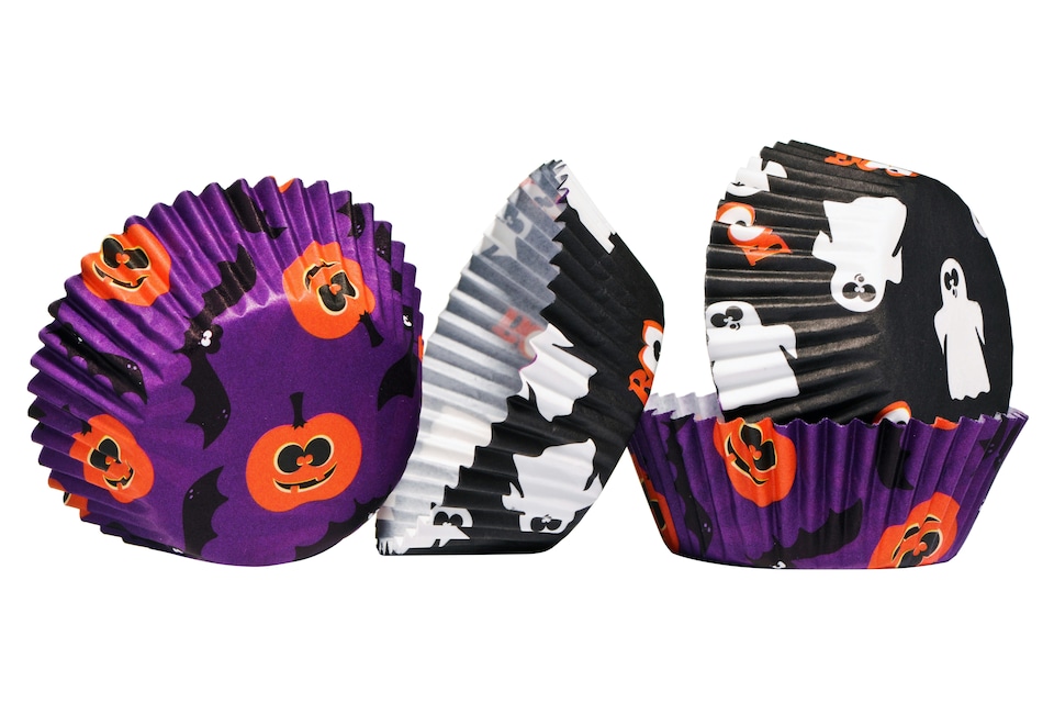 Orsina Halloween Paper Cupcake Cases, Spooky Design 60 Muffin Cups With Bats, Ghosts, Pumpkins, Ideal For Baking