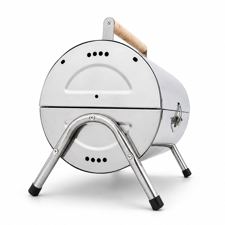 image 1 of Portable Stainless Steel Barrel BBQ Charcoal Barbecue Table Top