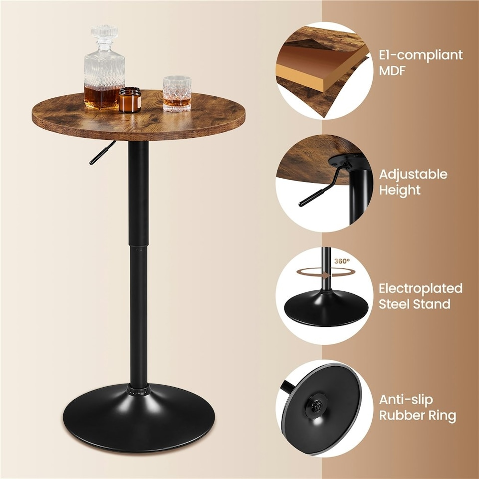 image 1 of Yaheetech  Adjustable Pub Round Table