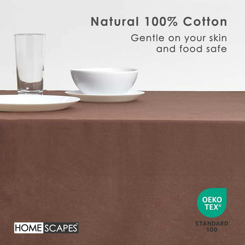 image 1 of Homescapes Chocolate Brown Tablecloth - 178 x 300 cm Brown