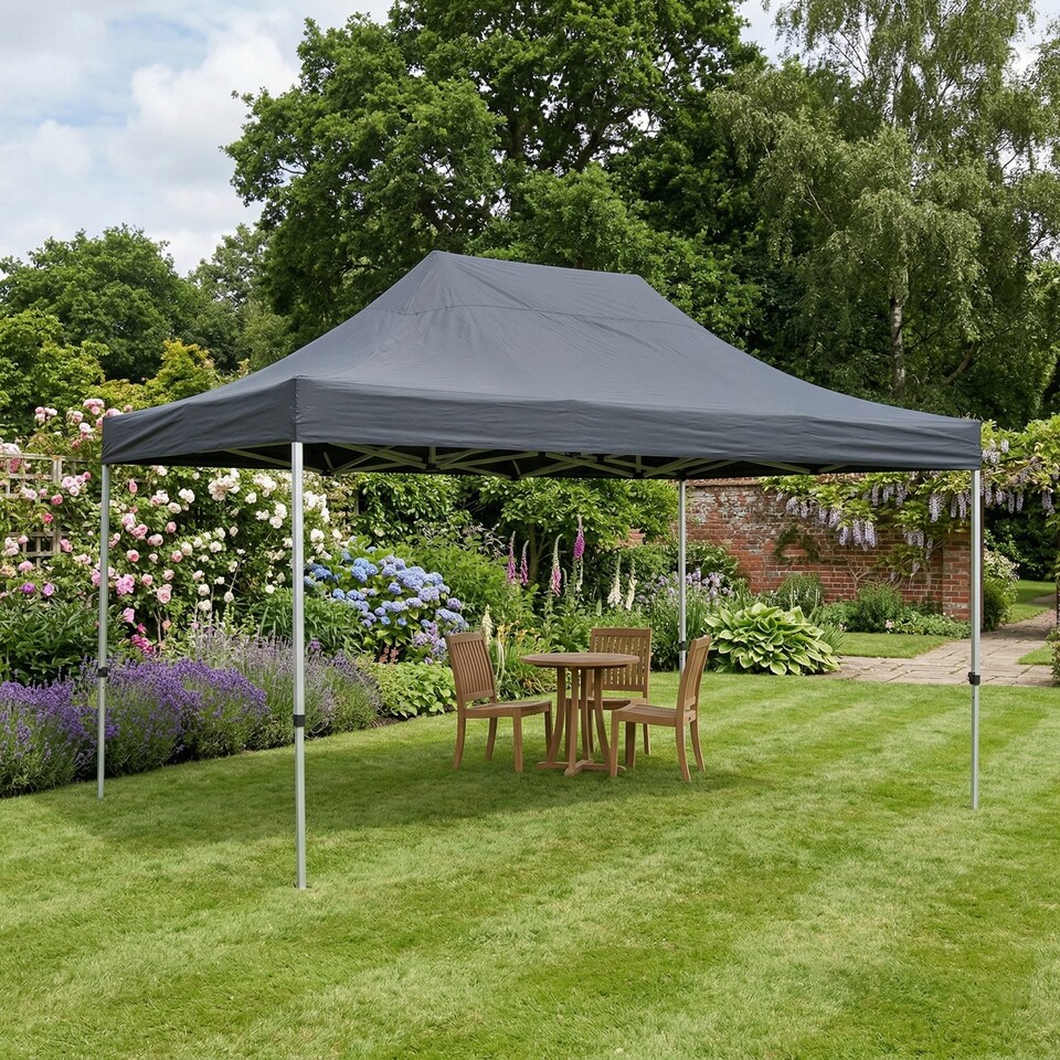 image 1 of Pop Up Gazebo 3m x 4.5m Garden Marquee Waterproof UV Resistant Grey