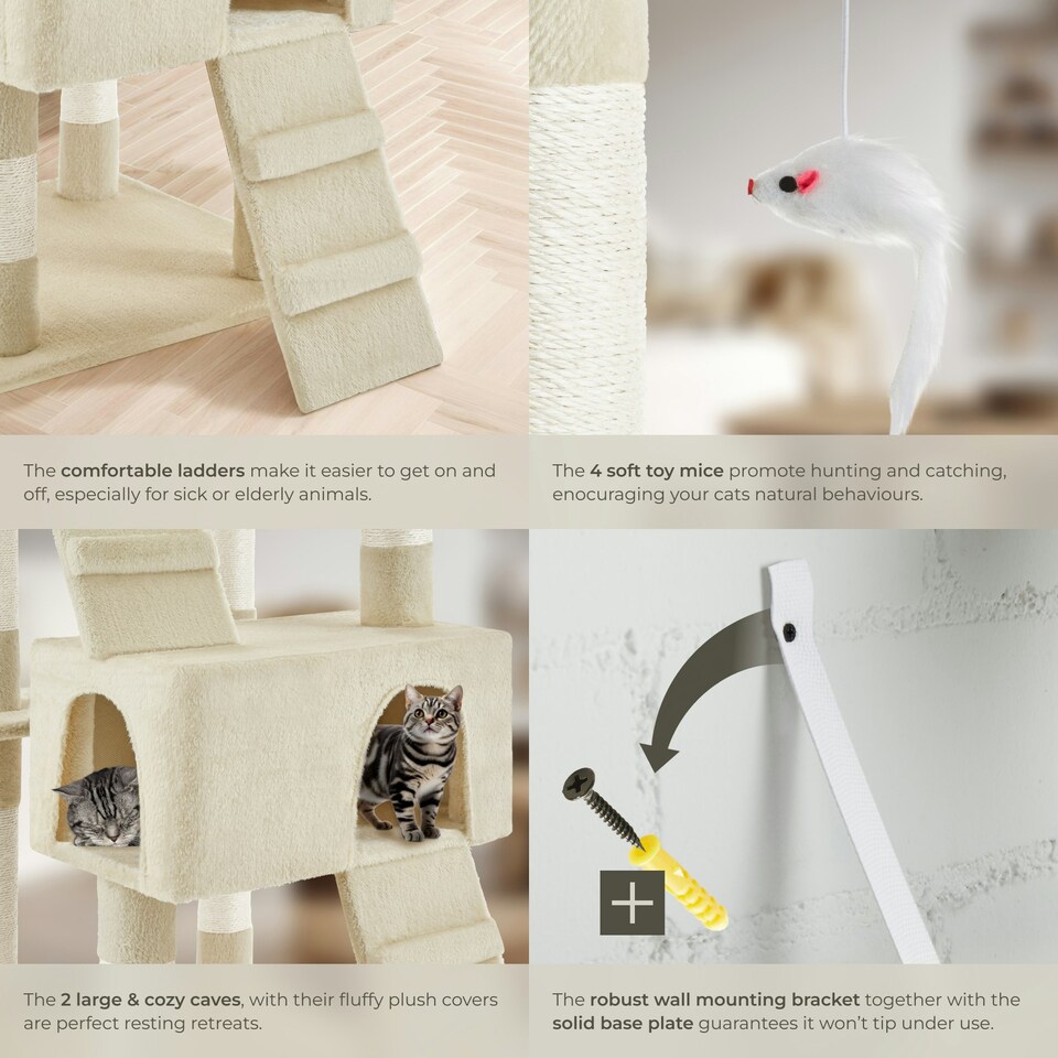 image 1 of Cat Tree Barney - 170 cm, sisal cat scratching posts - Beige