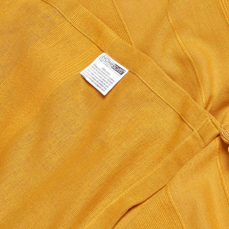 image 1 of Homescapes Cotton Rajput Ribbed Mustard Throw - 225 x 255 cm Yellow