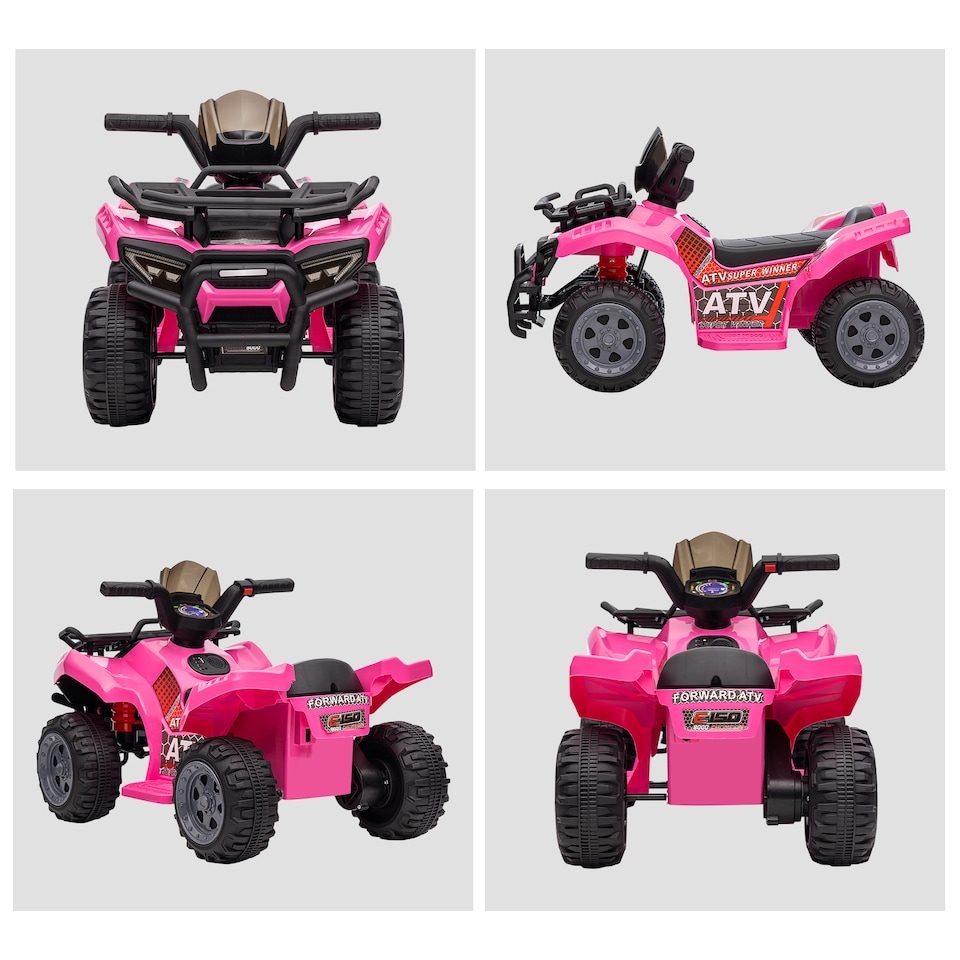 image 1 of HOMCOM 6V Kids Electric Ride on Car Toddlers Quad Bike All Terrain Vehicle Toy With Music for 18-36 months Pink