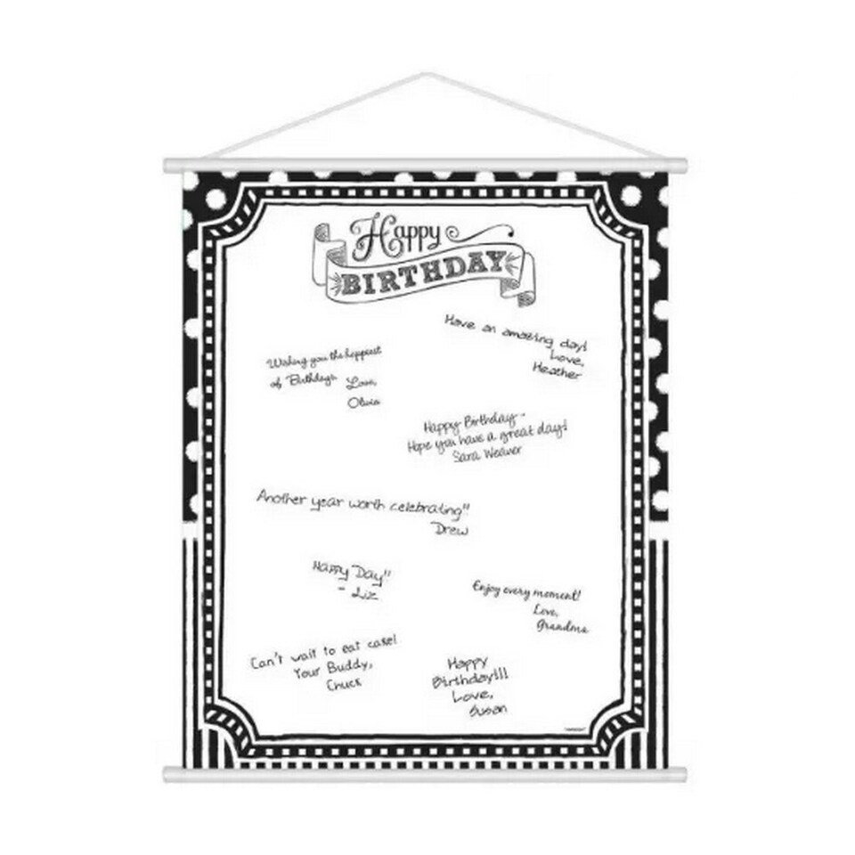 Amscan Birthday Sign In Sheet - Black/White - One Size