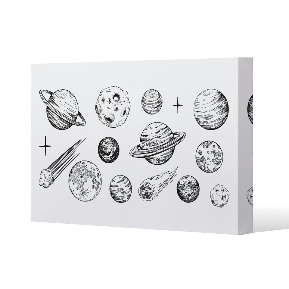 image 1 of Set of space objects planets, stars (Canvas Print) 77 x 51 x 4cm