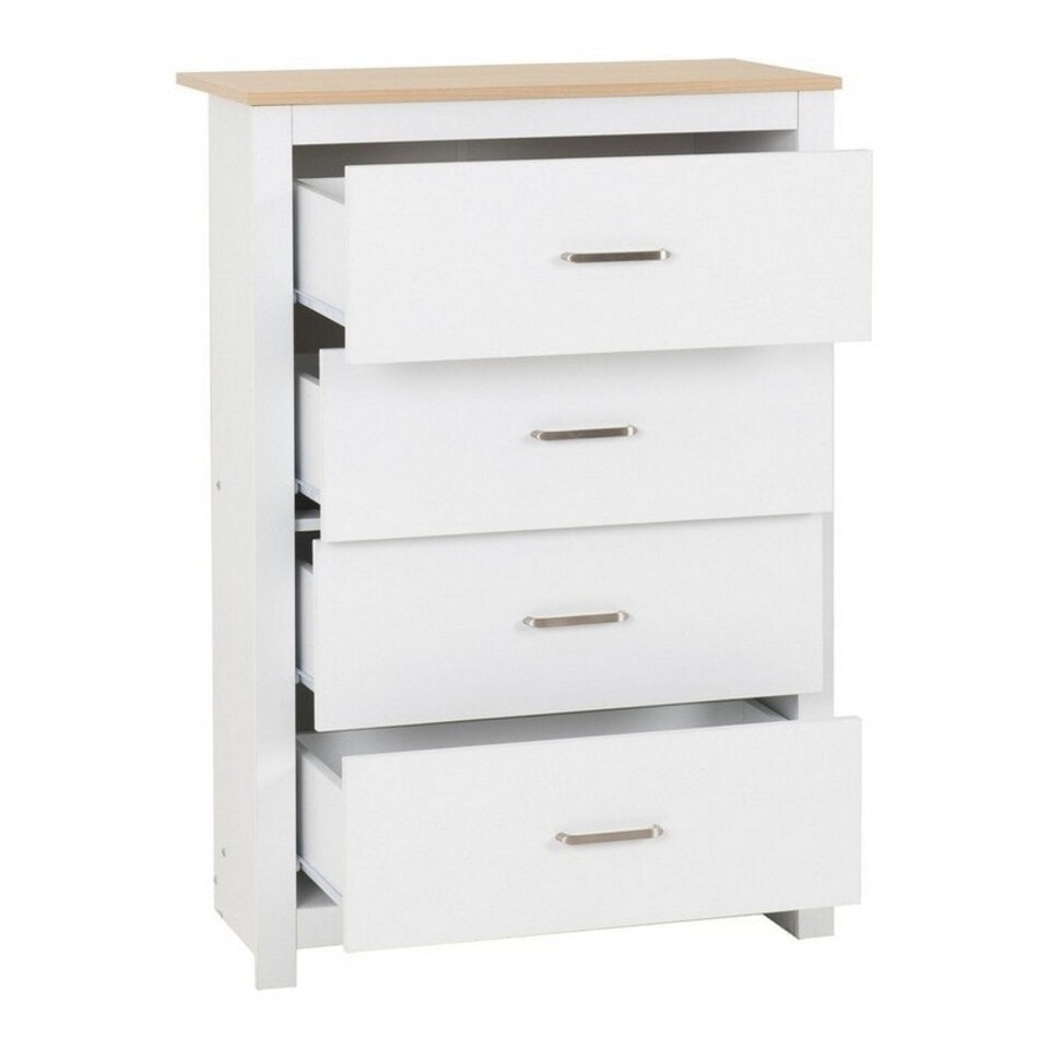 image 1 of Portland 4 Drawer Chest - L40 x W80 x H114 cm - White/Oak Effect