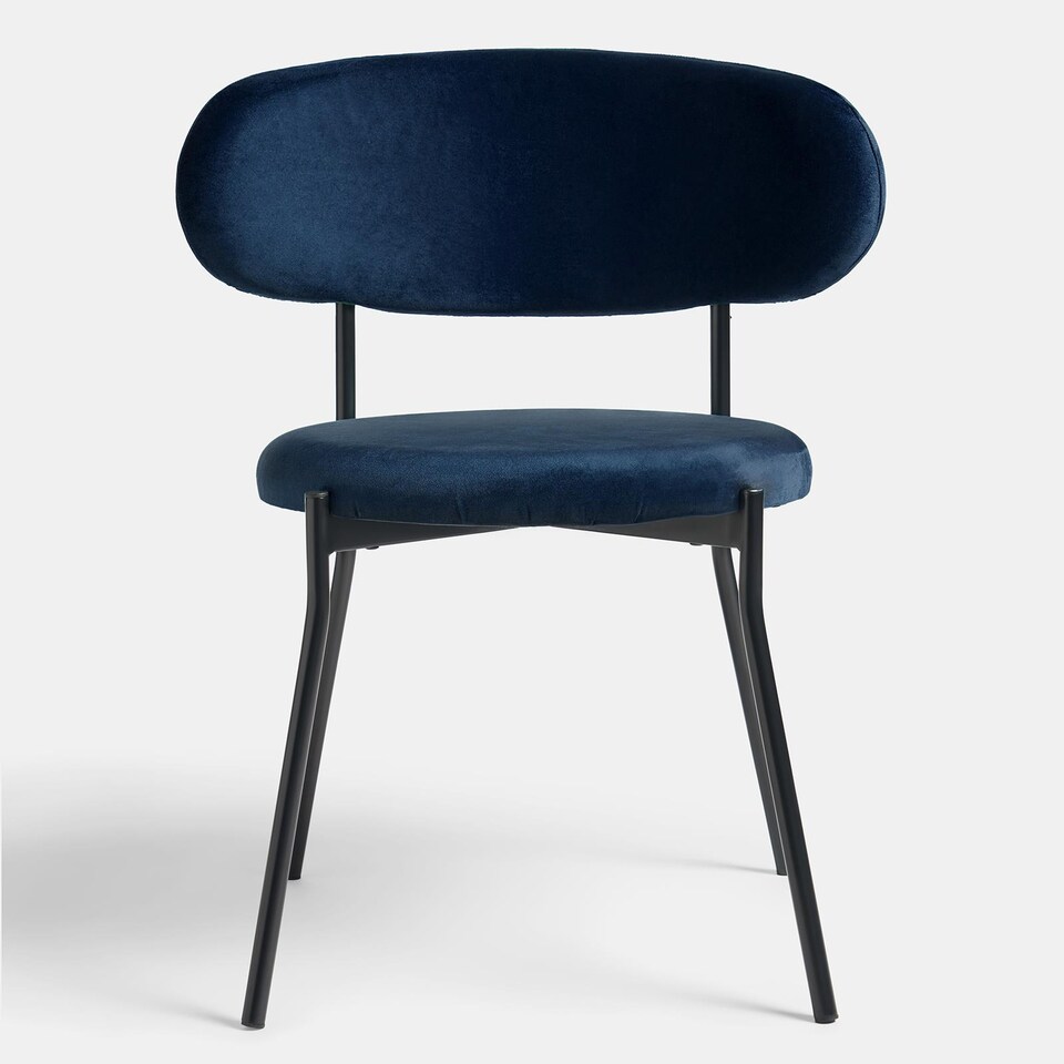 image 1 of OHS Matte Velvet Accent Dining Chair Padded Seat with Metal Legs | Blue | Navy