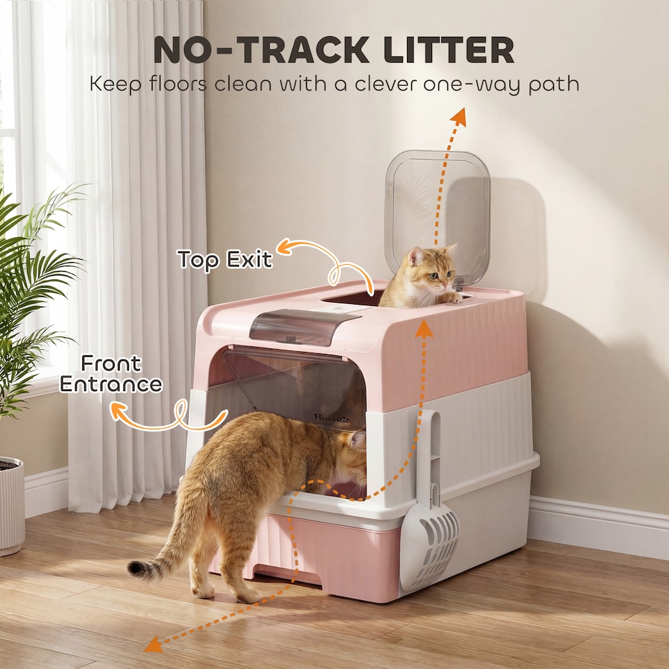 image 1 of PawHut Cat litter Box, Enclosed Cat Litter Box w/ Lid, Pull-Out Drawer Tray