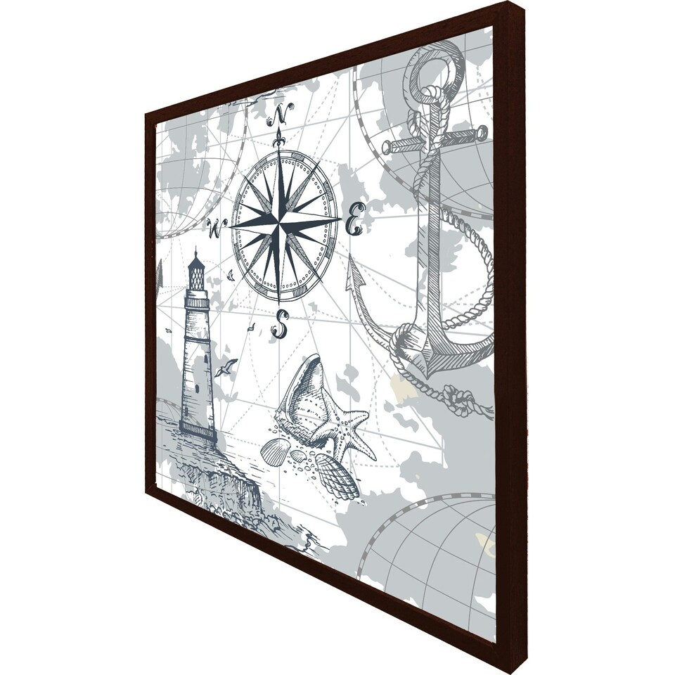 image 1 of Compass & map (Picture Frame) Grey | L