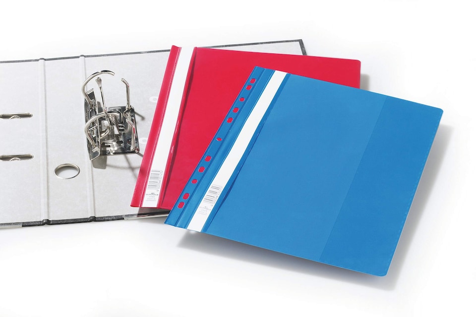 image 1 of Durable Clear View Project Folder Report File + Filing Strip | 25 Pack | A4 Blue | Blue