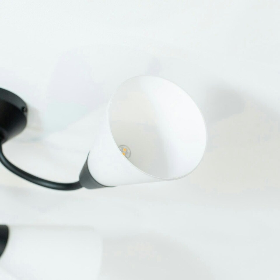 image 1 of ValueLights Kristina 3 Way Black Metal Flush Ceiling Light with Frosted White Shades and LED Bulbs