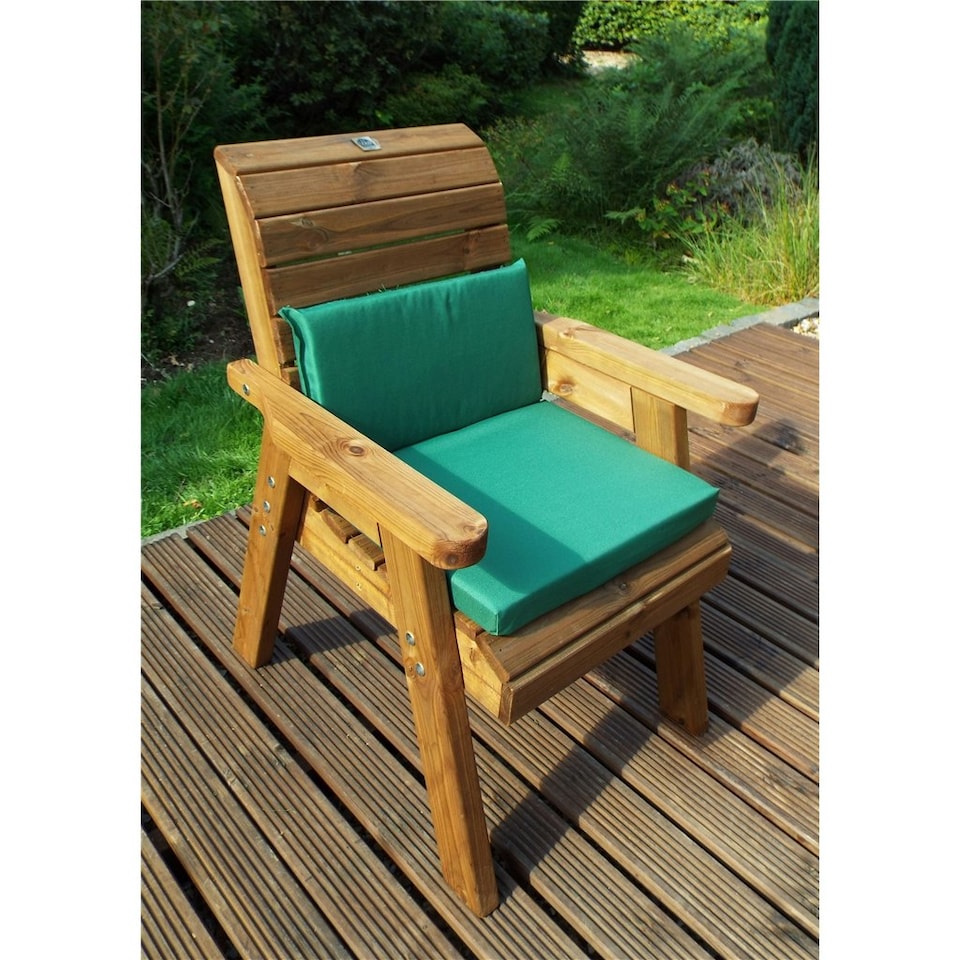 image 1 of Traditional Two Seater Table Set With 2 x Green Chair Cushion, 1 x Green Parasol & Base & 1 x Cushion Storage Bag