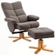 image 1 of HOMCOM PU Leather Swivel Recliner Chair with Footstool, Wooden Base and Storage for Living Room, Brown