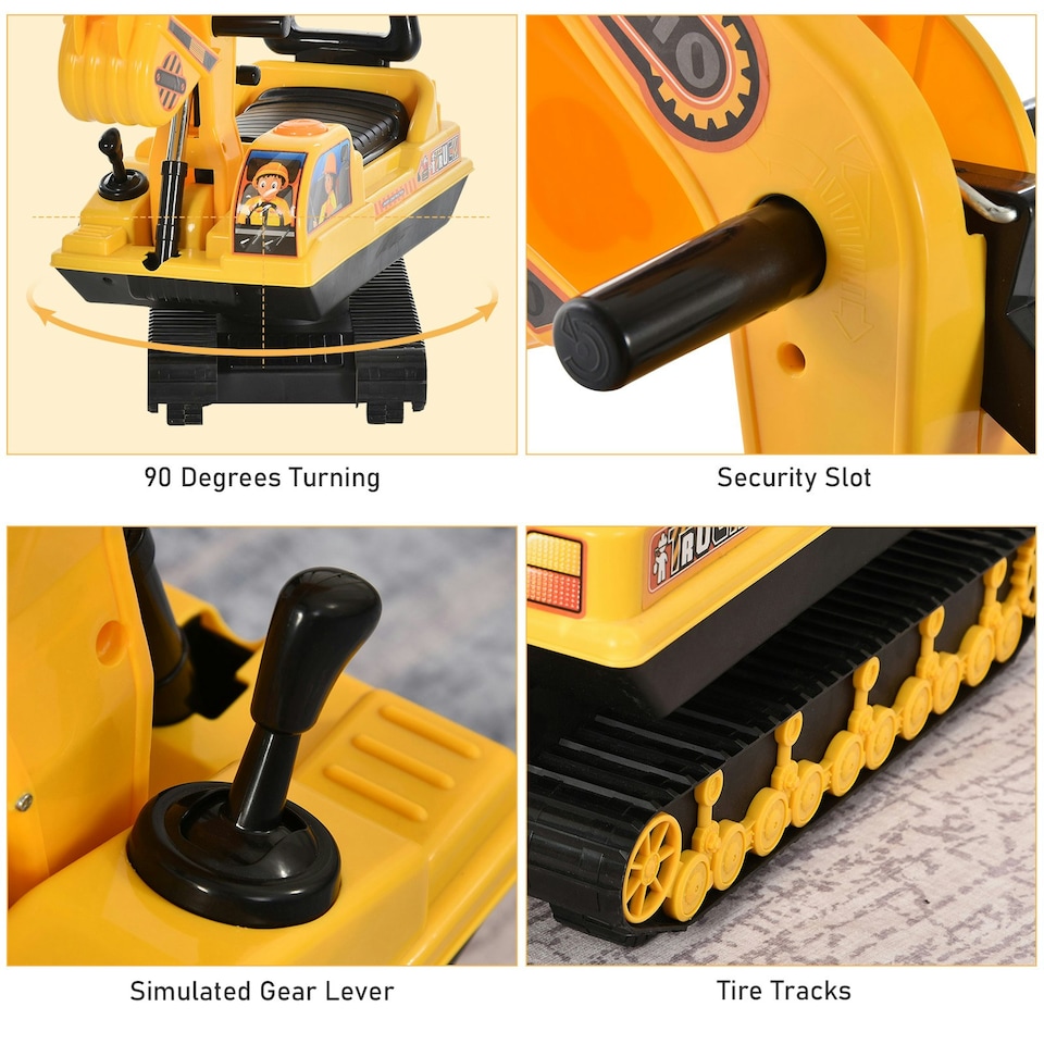 image 1 of HOMCOM Ride On Excavator Toy Tractors Digger Movable Walker Construction Truck