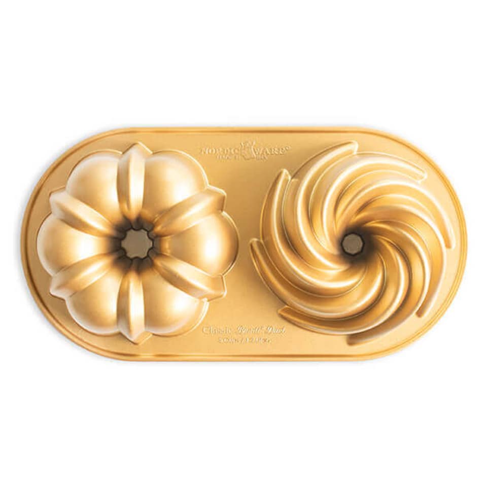 image 1 of Nordic Ware Gold Classic Duet Bundt Pan