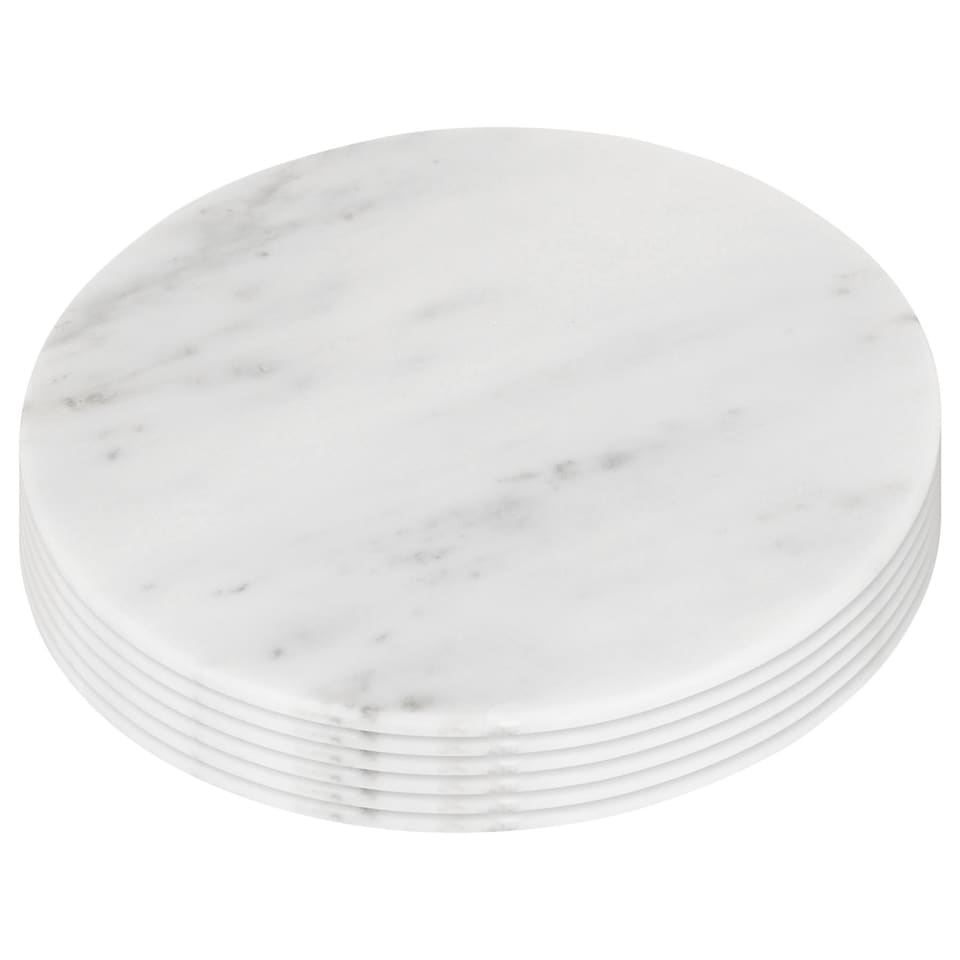 image 1 of Argon Tableware Round Marble Placemats - 30cm - White - Pack of 6 | White | White