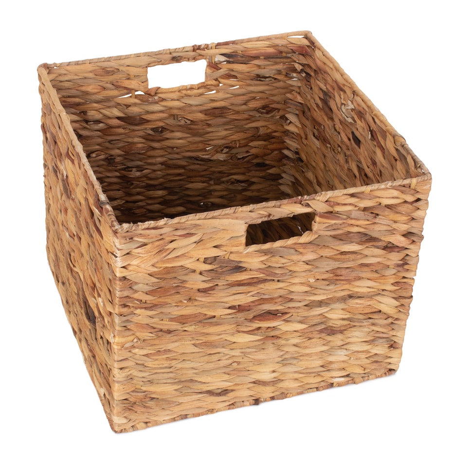 image 1 of Large Water Hyacinth Square Storage Basket | Brown | Brown | L