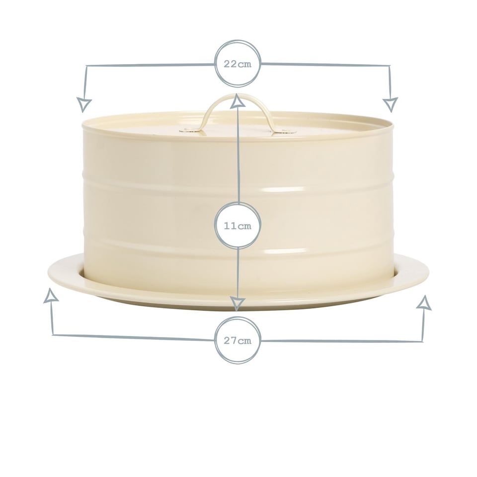 image 1 of Harbour Housewares Vintage Metal Kitchen Cake Tin - Cream