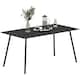 image 1 of Outsunny Garden Table for 6 Person with Slat Top, Steel Frame, Black Black | 150L x 80W x 74Hcm