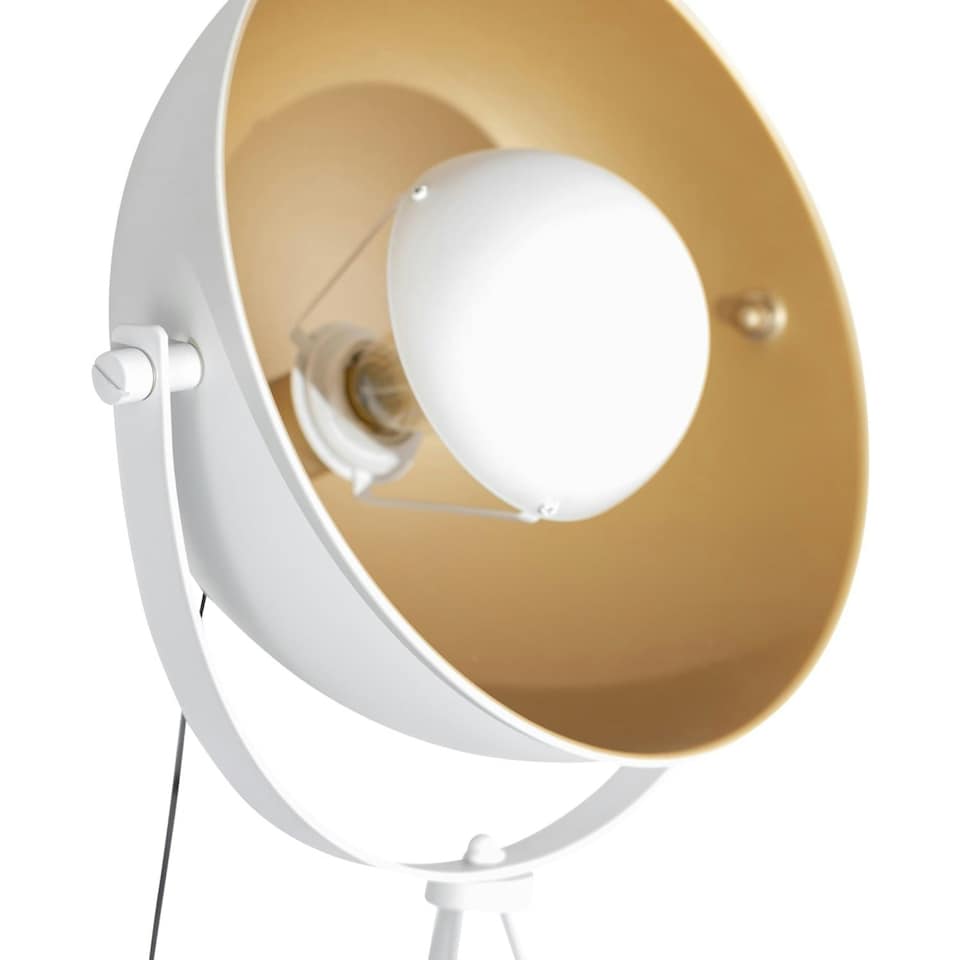 image 1 of Pair of Retro White Tripod Table Lamps White | Gold