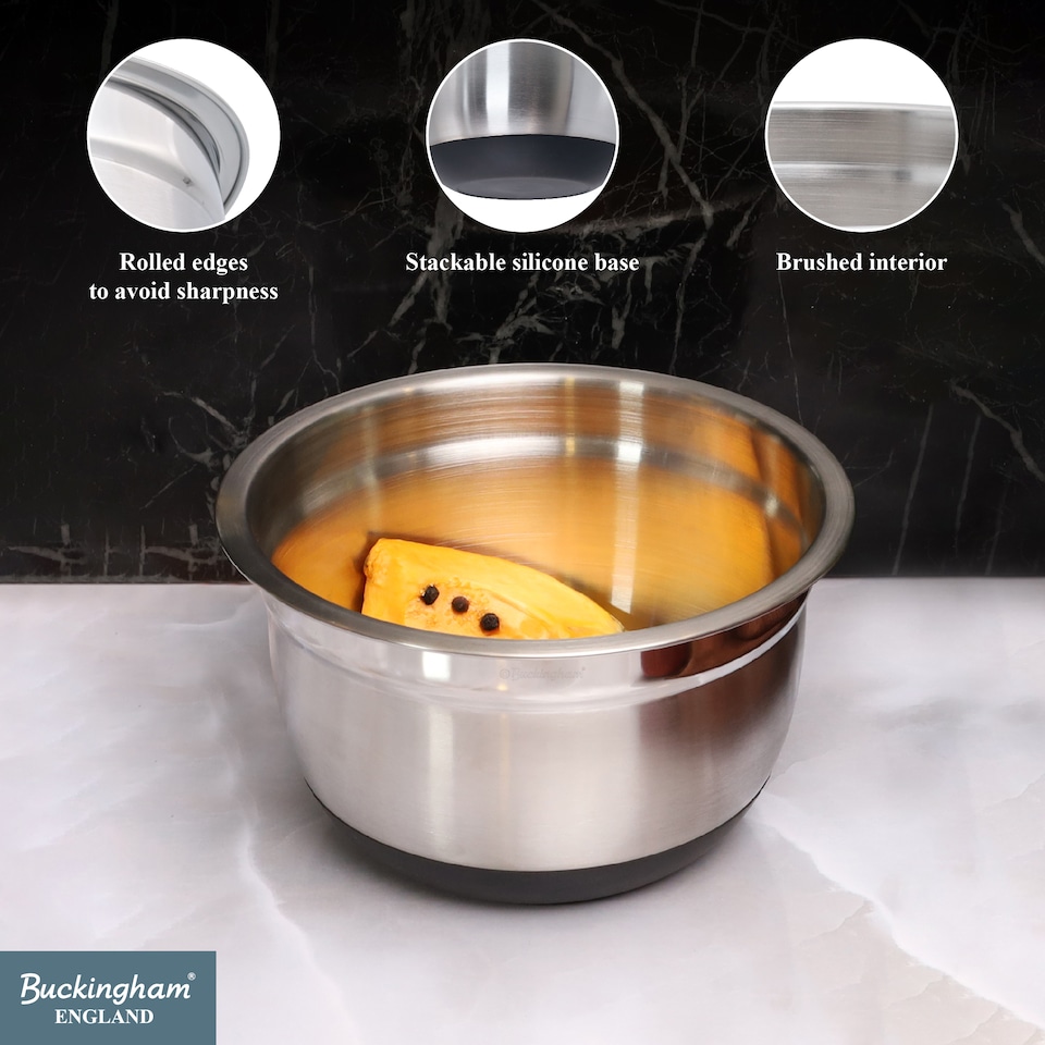 image 1 of Buckingham Deep Salad Mixing Bowl with Black Silicone Base 17.5 cm , 1.5 Litre