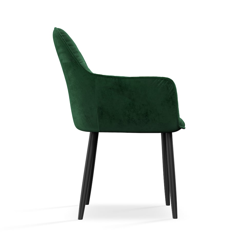 image 1 of Set Of 2 Anika Modern Velvet Dining Chair Padded Seat Metal Legs (Green) | Green | Green | One Size