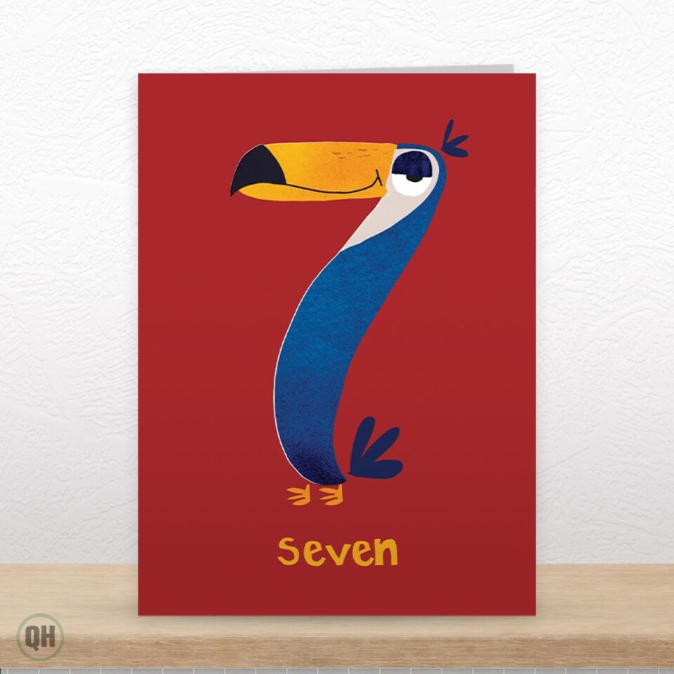 image 1 of 7th Birthday Toucan Card - Cute Art Card By Paul Delaney