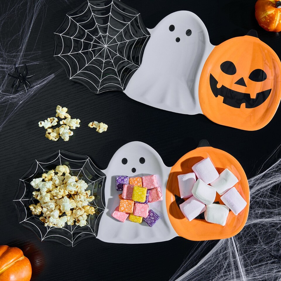 image 1 of OHS 2 Pack Large Halloween Melamine Serving Platters Collection Festive Party Trays
