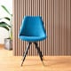 image 2 of Single Sofia Ergonomic Modern Dining Chair Upholstered in Velvet, Metal Legs with Gold End Tips | Blue
