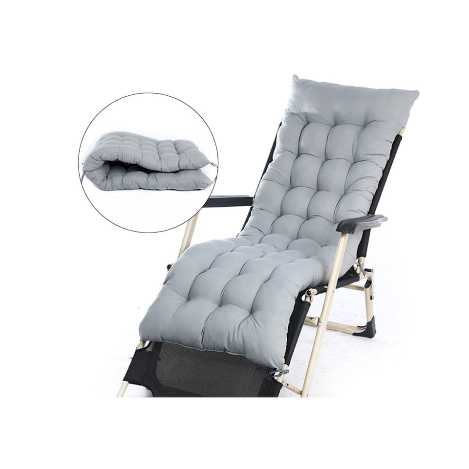 image 1 of Pack of 2 Sun Lounger Cushion Pad for Garden Recliner Chair | Grey | Grey