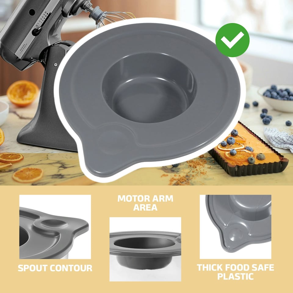 image 1 of SPARES2GO Bowl Cover for KitchenAid Glass K5GB 4.7L 4.8L litre 5quart Mixing Lid 5KSM5GBS