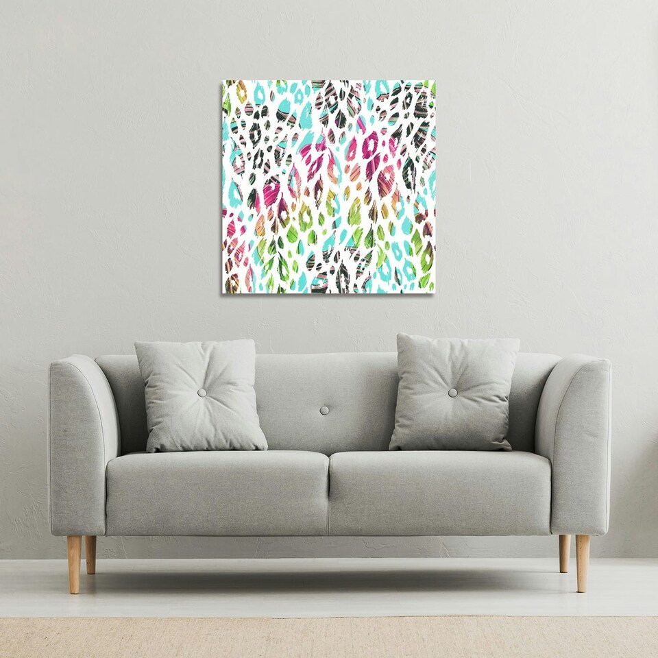 image 1 of Multi Coloured Leopard Spots (Canvas Print) 90 x 90 x 4cm