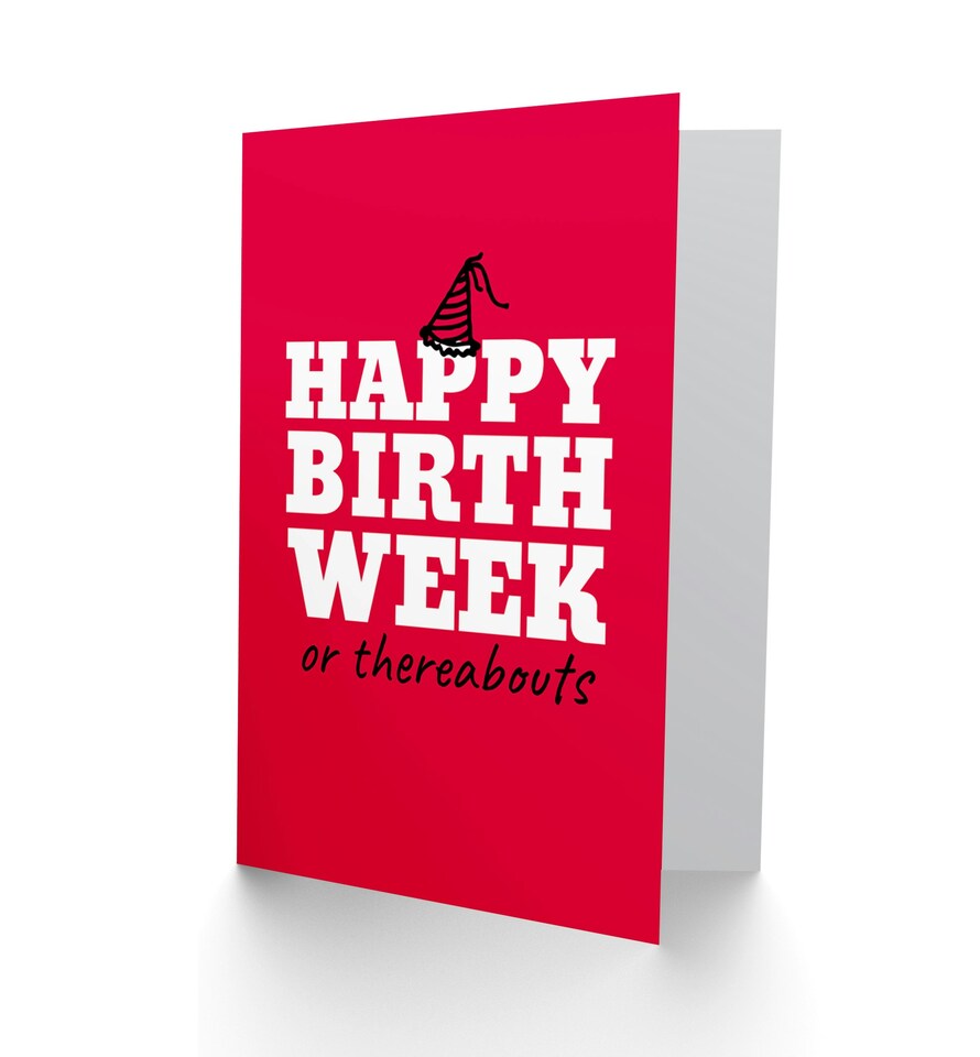 image 1 of Happy Birth Week or Thereabouts Sarcastic Funny Birthday Card