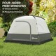 image 5 of Outsunny 3-4 Person Camping Tent, Waterproof Tent Orange | Orange, Grey