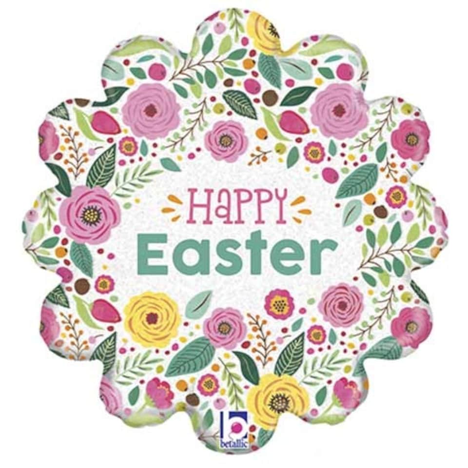 Happy Easter Spring Flowers Holographic Foil Helium Balloon 46cm / 18 in