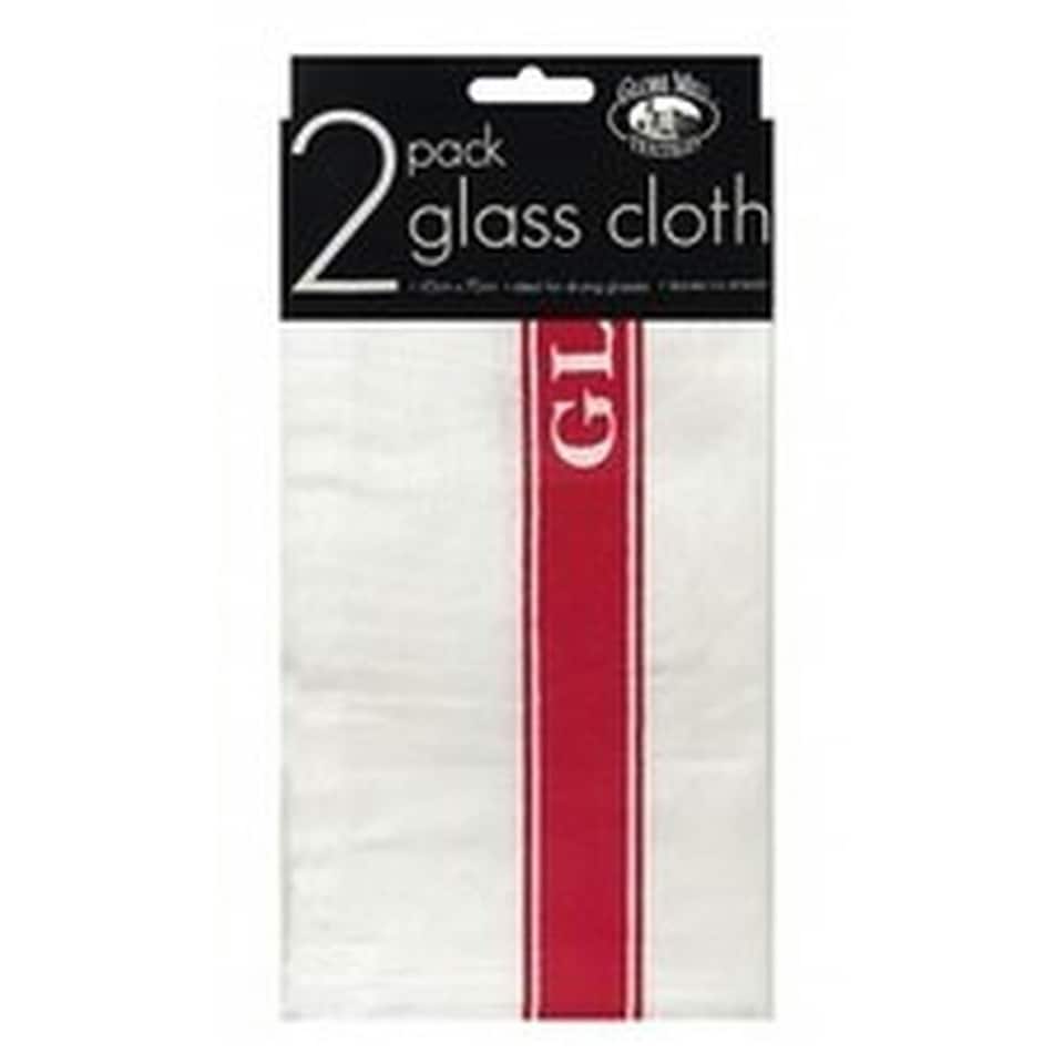 image 1 of Pack Of 2 Globe Mill Textiles 100% Cotton Glass Cloths (Colour Of Strip May Vary)