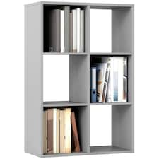HOMCOM 6-Cube Bookshelf, Display Shelving Unit for Home Office, Light Grey