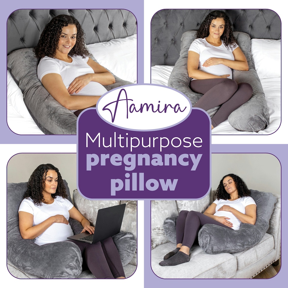 image 1 of Aamira U-Shaped Pregnancy Pillow Memory Foam Maternity Nursing Support Cushion Grey | Grey | Grey | One Size | 1