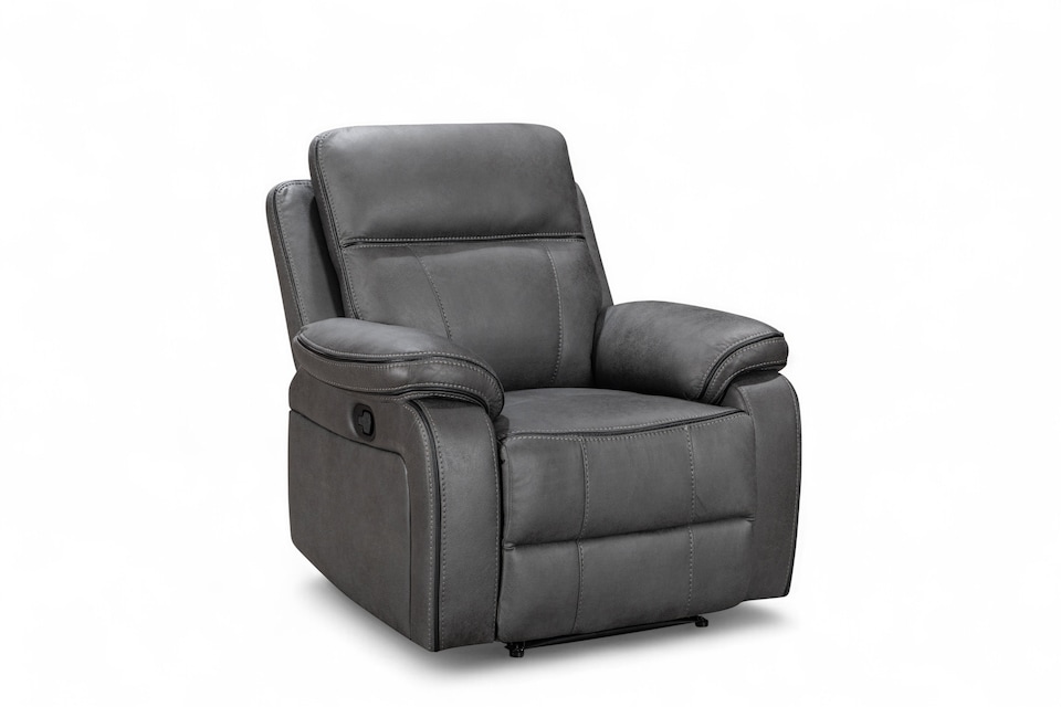 image 1 of Faux Leather Grey Manual Recliner Chair VEGAS